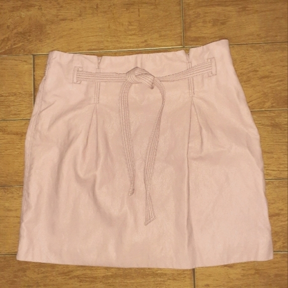 Free People Mauve Swoon Paperbag Faux Leather Skirt Size 12 - Picture 3 of 11